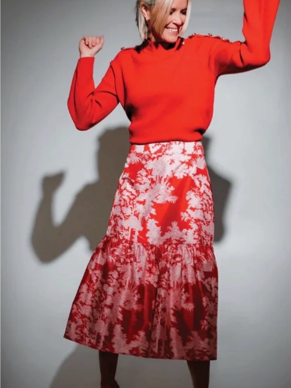 Tuckernuck Red Floral Midi Skirt (mix48)